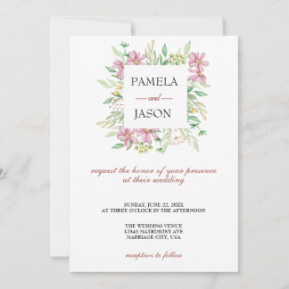Invitación Boda floral acuarela de verano