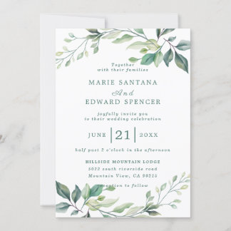 Invitación Boda floral acuarela de verano