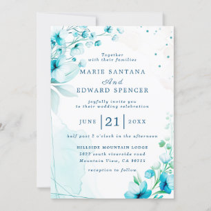Invitación Boda floral acuarela de verano