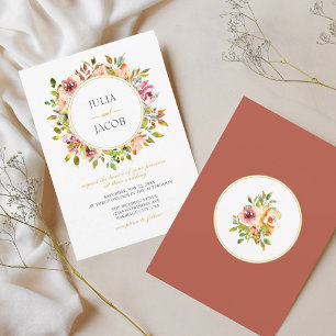 Invitación Boda floral acuarela de verano