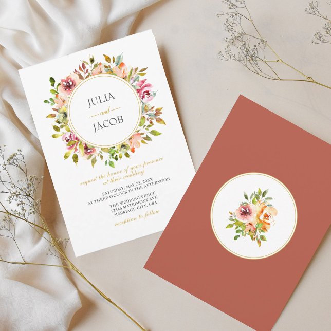 Invitación Boda floral acuarela de verano (Summer Garden Watercolor Floral Wedding Invitation)