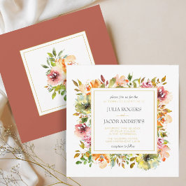 Invitación Boda floral acuarela de verano