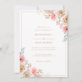 Invitación Boda floral acuarela de verano