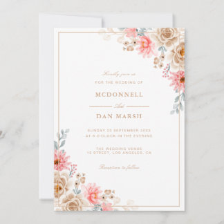 Invitación Boda floral acuarela de verano