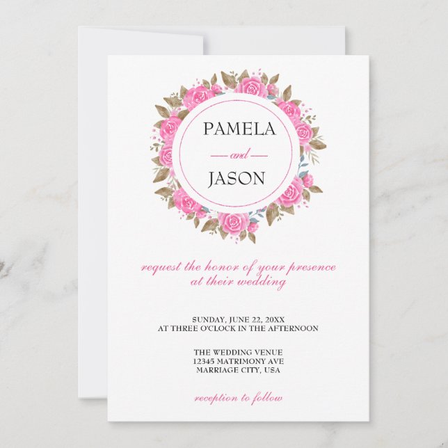 Invitación Boda floral acuarela de verano (Anverso)