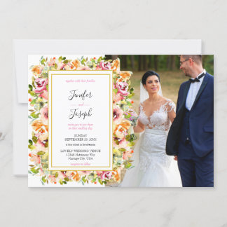 Invitación Boda floral acuarela de verano