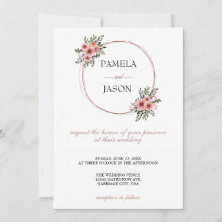 Invitación Boda floral acuarela de verano