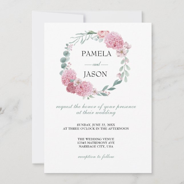 Invitación Boda floral acuarela de verano (Anverso)