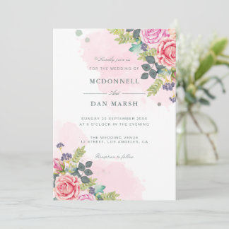Invitación Boda floral acuarela de verano