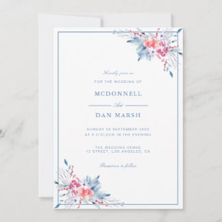 Invitación Boda floral acuarela de verano