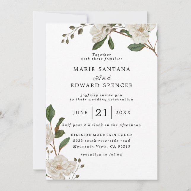 Invitación Boda floral acuarela de verano (Anverso)
