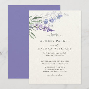 Invitación Boda floral acuarela lavanda romántica