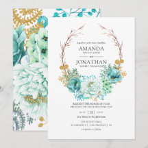 Boda floral acuarela menta