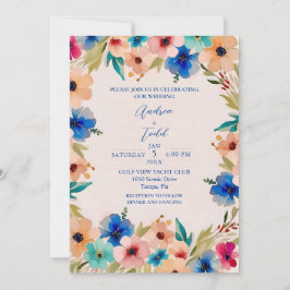 Invitación Boda floral acuarela moderna elegante abstracta