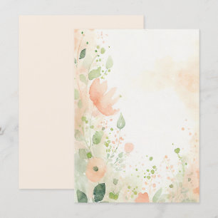 Invitación Boda floral acuarela naranja y melocotón en blanco