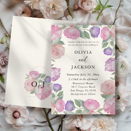 Invitación Boda Floral Acuarela Pastel Boho