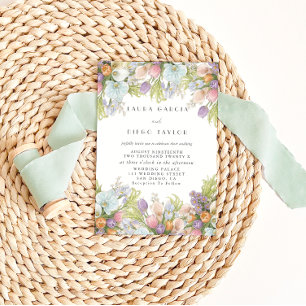 Invitación Boda floral acuarela primavera verano