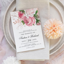 Boda floral acuarela rosa bonita
