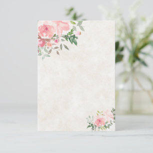 Invitación Boda floral acuarela rosa Claro en blanco 