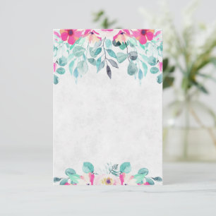 Invitación Boda floral acuarela rosa en blanco