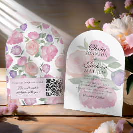 Invitación Boda floral acuarela rosa moderno