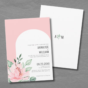 Invitación Boda floral acuarela rosa moderno con rubor