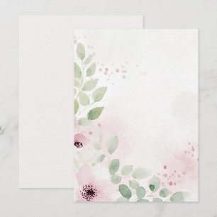 Invitación Boda floral acuarela rosa y burdeos en blanco