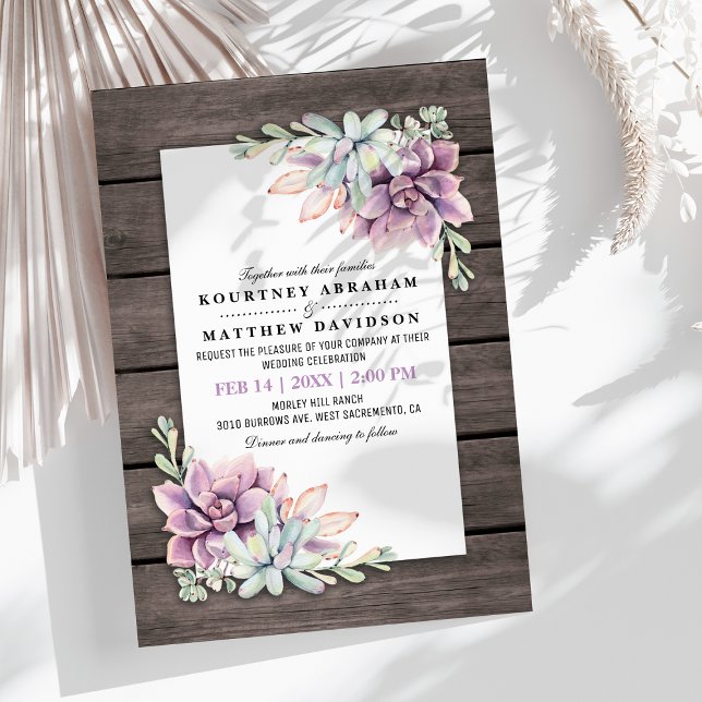 Invitación Boda Floral Acuarela Rústica de Suculentas (Subido por el creador)