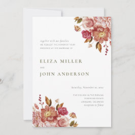Invitación Boda floral acuarela rústica moderna en salvia