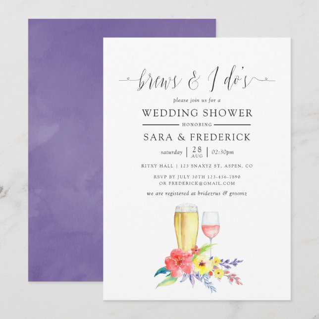 Invitación Boda floral acuarela se prepara antes de la I Dos (Anverso / Reverso)