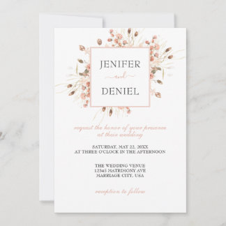Invitación Boda floral acuarela seca boho