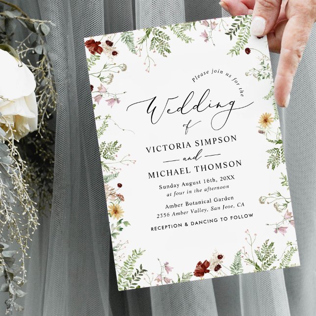 Invitación Boda floral acuarela simple (Subido por el creador)