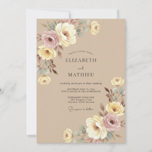 Invitación Boda floral acuarela tan romántica