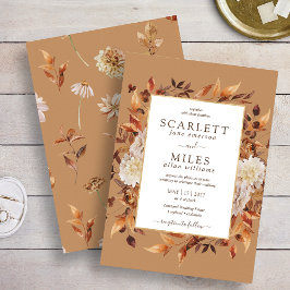 Invitación Boda Floral Acuarela Terracota Caída Dorada