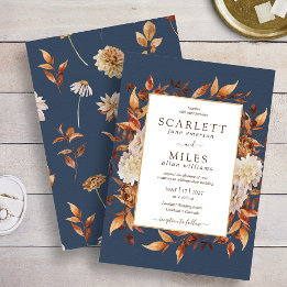 Invitación Boda Floral Acuarela Terracota Otoño Marina