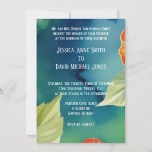 Invitación Boda floral acuarela tropical de Hibiscus Aloha