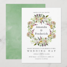 Boda floral acuarela verde salvia y blanco