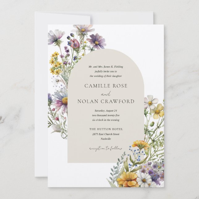 Invitación Boda floral acuática (Anverso)