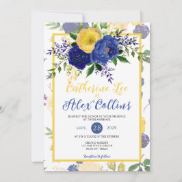 Invitación Boda floral acuática y dorada amarillenta