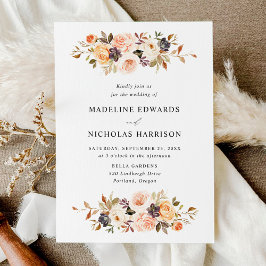 Invitación Boda floral acuático de otoño