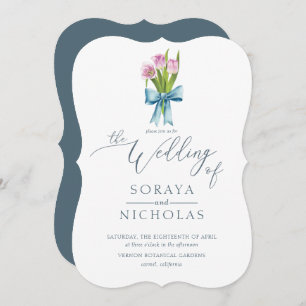 Invitación Boda floral acuático simple y elegante