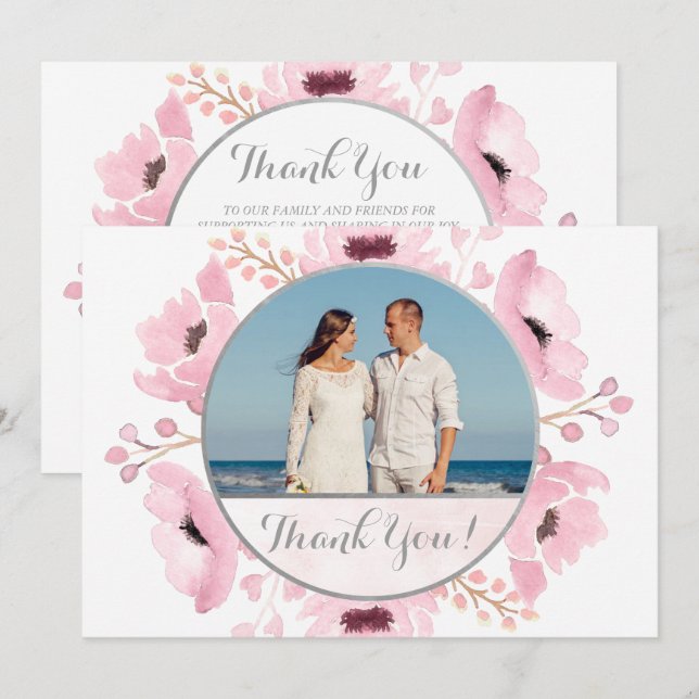 Invitación Boda floral acuático Spring Pinks (Anverso / Reverso)