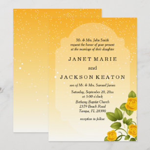 Invitación Boda floral amarilla de la pendiente