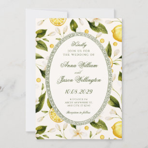 Invitación Boda floral amarilla limón sin costuras