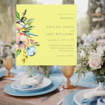 Boda floral amarilla mantecosa de verano en cuadra