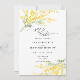 Invitación Boda floral Amarilla Primavera Mimosa Salva La Fec