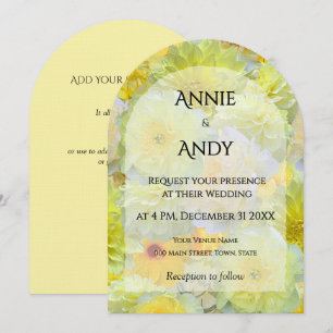 Invitación Boda floral amarilla simple con arco recortado