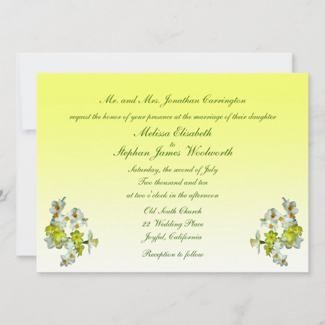 Invitación Boda floral amarillo (Anverso)