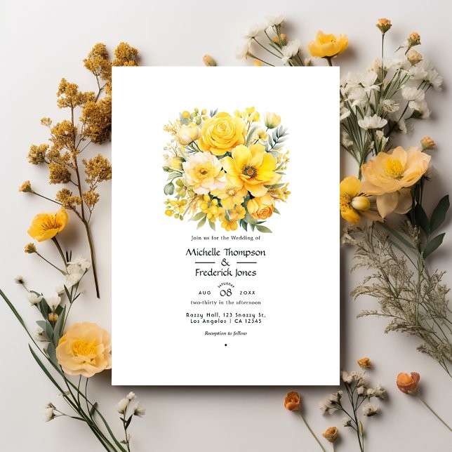 Invitación Boda floral amarillo (Subido por el creador)