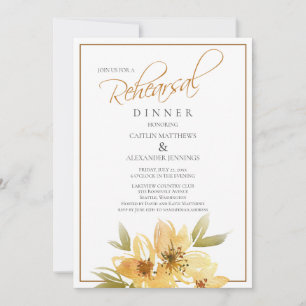 Invitación Boda floral amarillo acuarela Ensayo